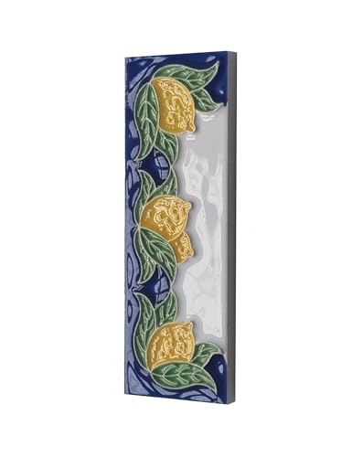 Azulejos italianos hechos a mano de cerámica con números y letras de limón, tamaño de los azulejos: 15 cm x 4,8 cm, 3 a 6 marcos de azulejos (juego de 2 azulejos)