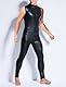 AIEOE Herren Jumpsuit Latex Overall Männer Sexy Clubwear Wetlook Dessous Party Outfit Schwarz 04 Größe M