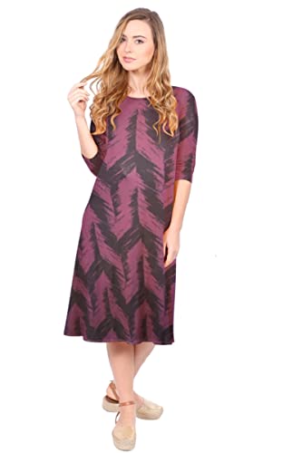 Image of Kosher Casual Women's Modest Lightweight Knit Mid Knee T-Shirt Dress with 3 /4 Sleeves