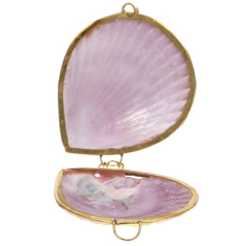 JOINPAYA Joyero Forma de Concha Marina Pequeña, Caja de Anillo de Compromiso y Estuche para Pendientes, Caja de Joyería Delicada Detalles Dorados, Adecuado para Hogar, Boda Color