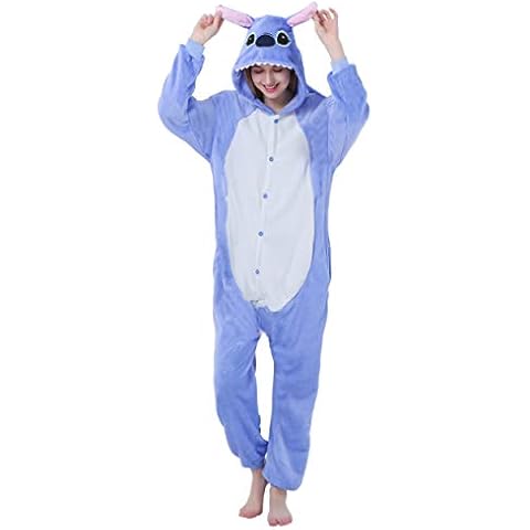 FunnyCos Unisex One Piece Pajamas Adult Novetly Animal Onesies Cosplay Costume Fancy Dress Blue Stitch S Cover