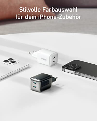 Anker 521 Ladegerät, Anker Nano, 40W PIQ 3.0 Dual-Port USB-C Netzteil, Für iPhone 17/Pro/Pro Max/iPhone Air/16/15, iPad mini, MacBook Air