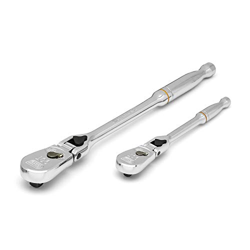 Image of GEARWRENCH 2 Pc. 1 /4 inch & 3 /8 inch Drive 90 Tooth Locking Flex Head Teardrop Ratchet Set - 81274T, Chrome