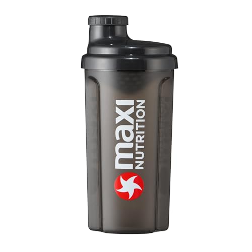 MaxiNutrition Protein Shaker für Eiweiß Getränke, 500 ml, schwarz, mit Sieb, klumpenfrei shaken, Drehverschluss