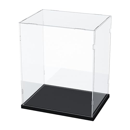 Duvinin フィギュアケース 大型 横長 UVカット LEDライト付き ディスプレイケース アクリルケース コレクションケース 展示ケース 組み立て式 Labubu適用ケース 透明 前扉 (幅35×奥行30×高さ60cm,台座黒)