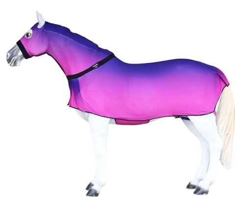 Image of Large Challenger Horse Comfort Stretch Sleazy Full Body Sheet with Neck - 4-Way Stretch Spandex Hood, Seamless Face Design - Berry Ombre 521MW13