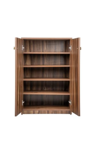 Image of Engineered Wood Shoe Rack - Stylish, Durable & Space-Saving Shoe Storage Organizer for Home & Office Use (Dark Asain, 5 Shelves)