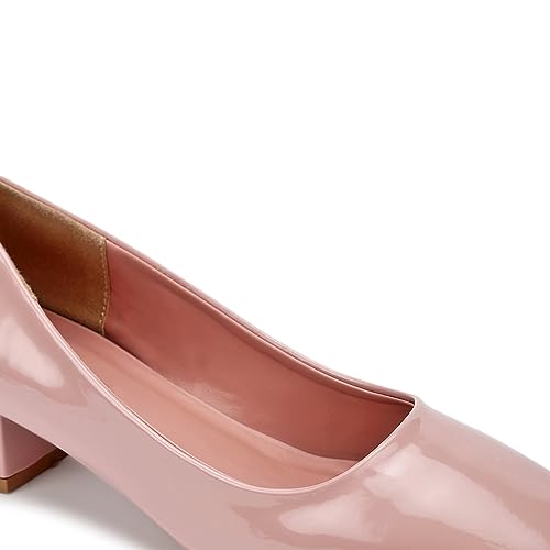 Image of Marc Loire Women Square Toe Solid Block Heel Pumps for Office, Party and Formal Wear
