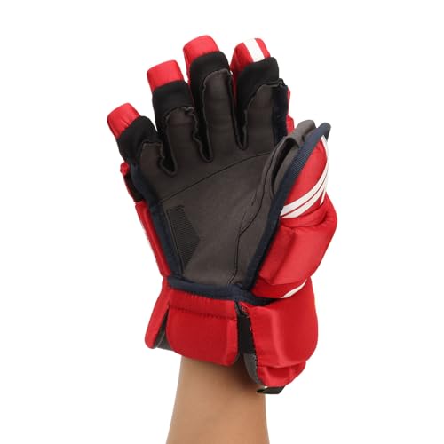 Luvas Vermelhas de Hóquei No Gelo, Luvas Adultas de Hóquei No Gelo, Proteção Máxima Respirável para