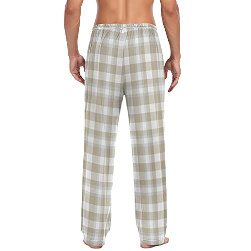 Plaid Mens Pajama Pants Pink Black White Funny Pajama Bottoms for Men Lounge Pants S2
