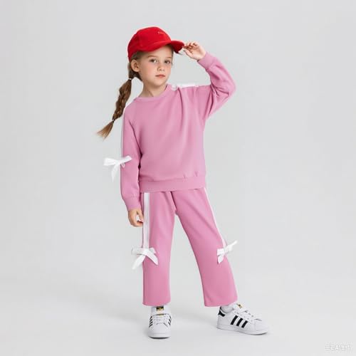 Image of 2025 Girls Sweatsuit Set Cute Hooded Sweatshirt & Jogger Pants with Pocket Casual Outfuts Set
