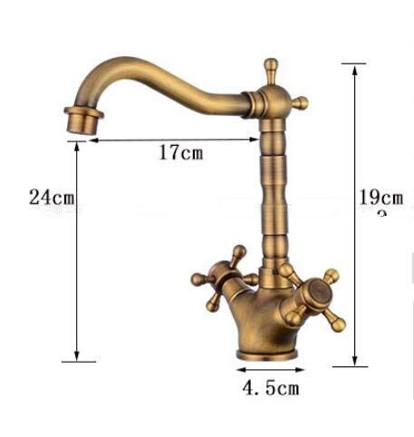 Mitigeur de lavabo double poignée avec bec orientable bronze