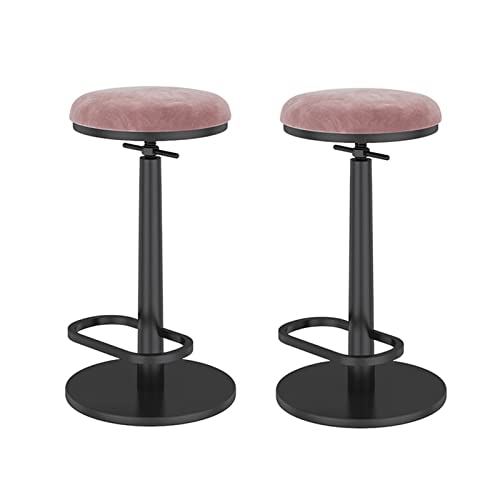 Taburetes de bar, taburetes de bar, taburetes de bar ajustables, juego de 2, silla de mostrador sin respaldo, taburete alto giratorio con reposapiés, isla de cocina, bistró, taburete de restaurante