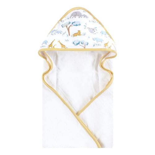 Image of Hudson Baby Unisex Baby Cotton Poly Animal Face Hooded Towel, Safari Friends, One Size