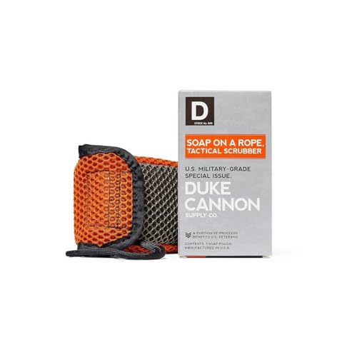 Duke Cannon Tactical Scrubber Soap Pouch - U.S. Military-Grade Coarse and Soft Mesh 550 Paracord Shower Hygiene Essential for Mens Bar Soap