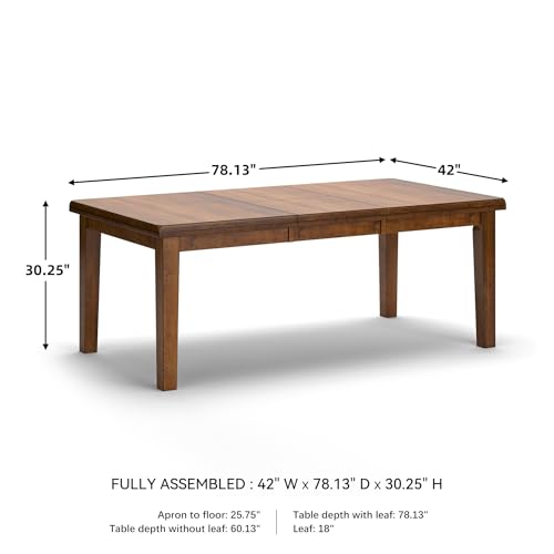 Signature Design by Ashley Ralene Rectangular Dining Room Extension Table, Seats 8, Self-storing Extension Leaf, Wood, 42" W x 78.13" D x 30.25" H, Medium Brown