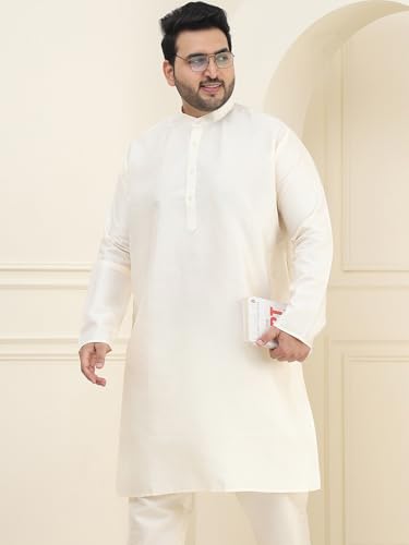 Image of SOJANYA Plus (Since 1958) Men's Silk Blend Booti Only Long Kurta