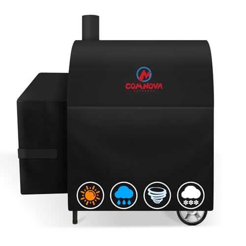 Comnova Grill Cover for Char Griller Smokin Champ without Side Fire Box - 600D Waterproof Grill Cover Fits Smokin Champ 1624 Offset Smoker 1733 Blazer 2130 Classic 2175 Model - 45L x 29W x 50H