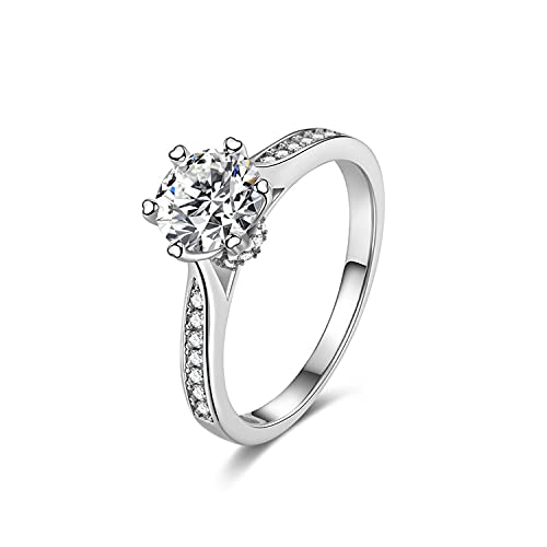 Bague fiançailles moissanite six griffes, le cadeau romantique idéal
