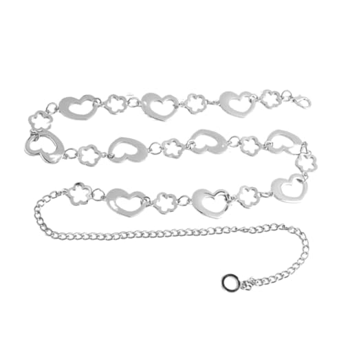 Cadena de cintura de metal plateada y cinturón de corazones para mujer en bodas y fiestas