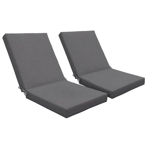 Outsunny Lot de 2 Coussins d'extérieur pour Fauteuil Chaise à Dossier avec Attaches Rembourrage 8 cm, dim. 112L x 51l cm, Gris foncé