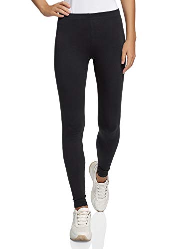 oodji Ultra Damen Leggings Basic, Schwarz, XXL