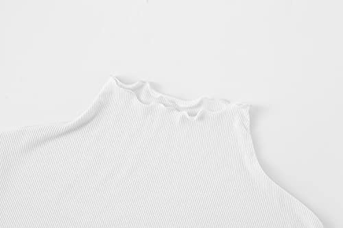 Klotho Long Sleeve Shirts For Women Dark Academia Clothing White Mock Turtleneck Top Large #TOP2