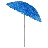 LIZZIE JACOBS Nieuwe Hawaiiaanse Paraplu met Tilt Patio Tuin Strand Hawaiiaanse Parasol Zonnescherm Opvouwbare Kantelfunctie Weerbestendig Crank Parasol Outdoor Hawaiin Stijl Paraplu, Blauw, 180cm