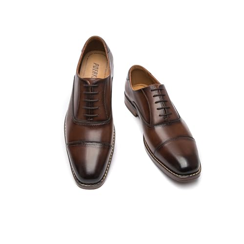 Chaussures Oxford en cuir Poerkan pour hommes - Qualité premium, ajustement confortable et design antidérapant, marron, 42.5 EU