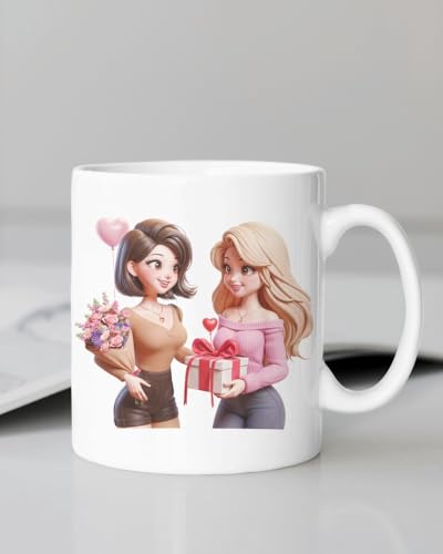 Image of Funny Bestie with Friendship Quotes Printed 325 ml Ceramic Coffee Mug /Tea Cup Gift for Girls, Best Friends, Sister Mom, Wife, Girlfriend 325 ml (Front Back-17)