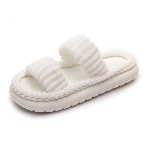 Fuzzy Slippers for Women Open Toe Comfy Memory Foam Bedroom House Shoes2