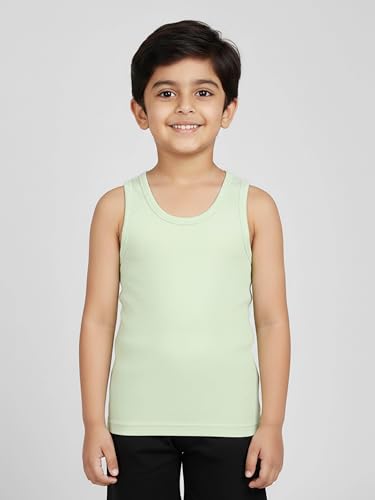 Image of KiddoPanti Boys 100% Cotton Vest Pack of 3 | Cotton 1x1 Rib Knit Sleeveless Innerwear | Soft & Breathable Kids Vest