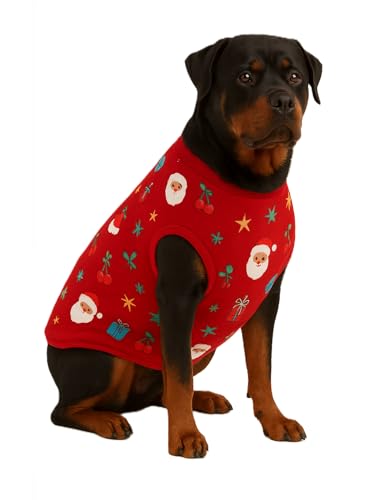 Image of The Pets Company Dog Winter Coat Jacket, Clothes, Windproof, Light Weight, Washable, Ultra Warm Thick Fleece Lined Dog Vest for Cold Weather Protection, (Christmas Cherry, X-Large - 28 Inch)