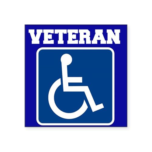 CafePress Disabled Handicapped Veteran Sticker Square Bumper Sticker Car Decal