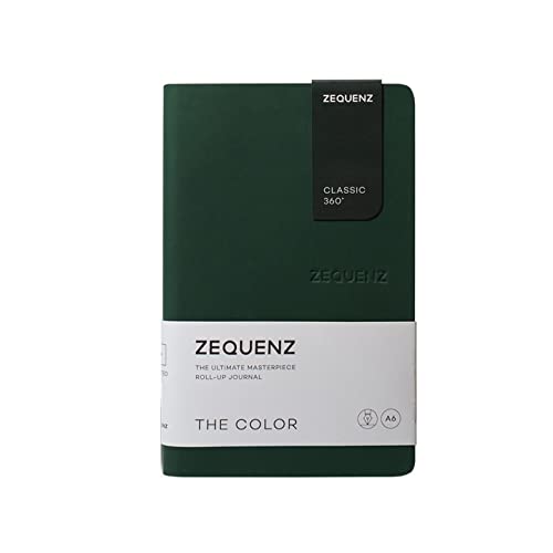 Image of Zequenz A6- Mini Size Emerald Green Notebook Blank Acid Free Paper 200 Pages 80GSM 360 Degree Flexibility 100% Handmade Fountain Pen Friendly Color Series Bookmark Included