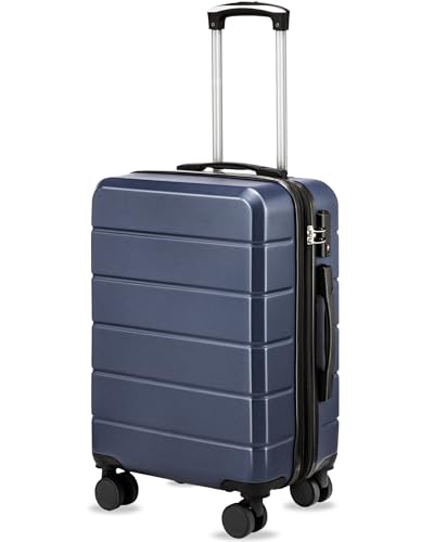 Image of YOETEY Carry On Luggage 22x14x9 Airline Approved, Expandable ABS Hardside Suitcase with Spinner Wheels & TSA Lock, Lightweight Travel Suitcase for Business (20 in, Blue)