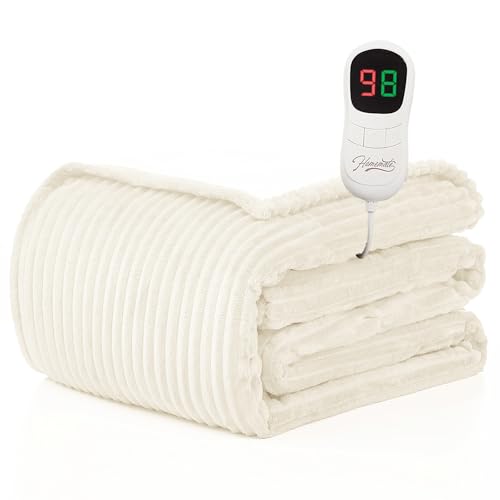 Image of Homemate Heated Blanket Electric Throw - 50 inchx60 inch Heating Blanket Throw 1 /2 /4 /6 /8 Hours Auto-Off 10 Heat Levels Over-Heat Protection Soft Flannel Sherpa ETL Certification