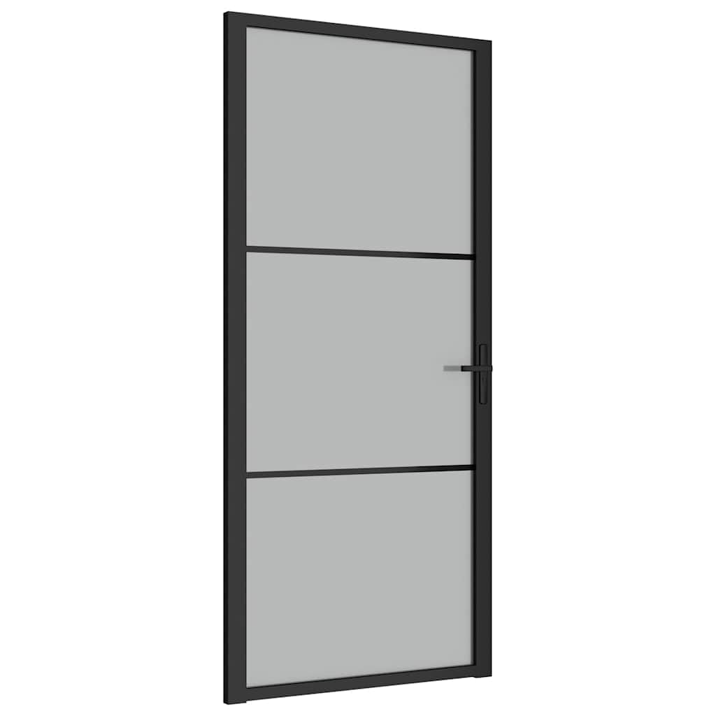 Porte intérieure en aluminium avec vitrage brise-vue et accessoires de montage