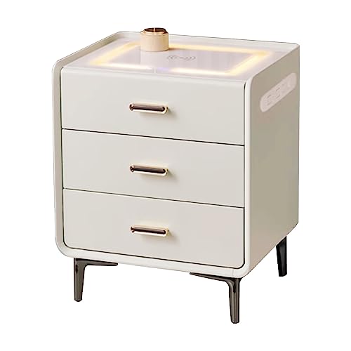 Table de chargement sans fil LED et USB blanc cassé 38 cm