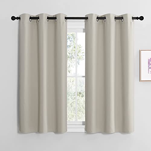 NICETOWN Kitchen Curtains for Decoration, Thermal Insulated Grommet Room Darkening Draperies/Panels for Laundry (Natural, 2 Panels, W42 x L50 inches)
