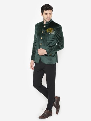 WINTAGE Velvet Bandhgala with Gold Embroidery2