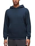 CRZ YOGA Cotton Fleece Lined Pullover Hoodies for Men - Cozy Casual Workout Essential Sweatshirts With Kangaroo Pocket Ink Blue Large