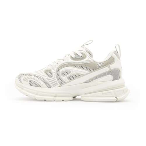Image of Red Tape Women's Sneakers Grey Black Mesh Pu Round Toe Lace-Up