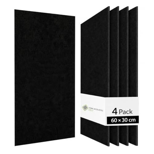 Image of YGM Acoustic Foams Luxury PET Felt Acoustic Self Adhesive Panels, 10 MM Thick, Sound Absorbing Panels for Wall | Room Noise Reducer & Sound Dampening (OG Black, 1x2 Foot - 4 Panels)