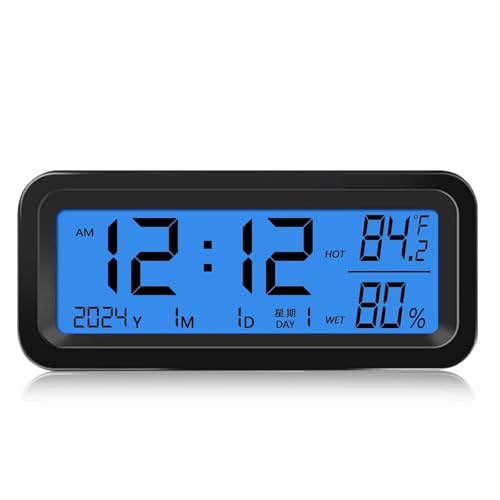 Candeon Digital Auto Uhr Thermometer, 4 In 1 Solar Autouhr Mit Temperaturanzeige, Feuchtigkeitsanzeige, Zeit, Datum, Fahrzeug Digitaluhr Kalender...