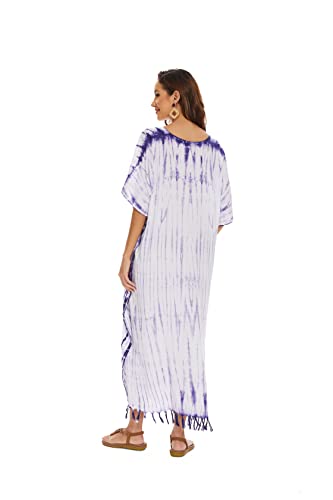 Image of Beautybatik Women Hippie Tie Dye Caftan Kaftan Loungewear Maxi Plus Size Long Dress XL to 4X
