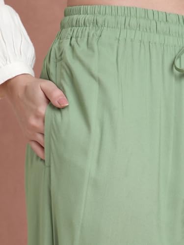 Image of TWIN BIRDS Women Viscose Kurti Pants | Straight Fit Ethnic Daily Trousers