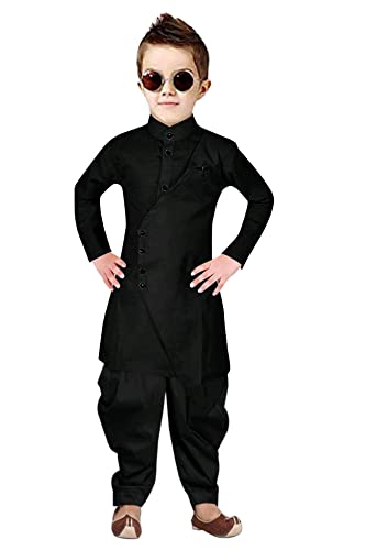 Image of Boys' Cotton Printed Krishna Style Kurta and Dhoti Pant Set