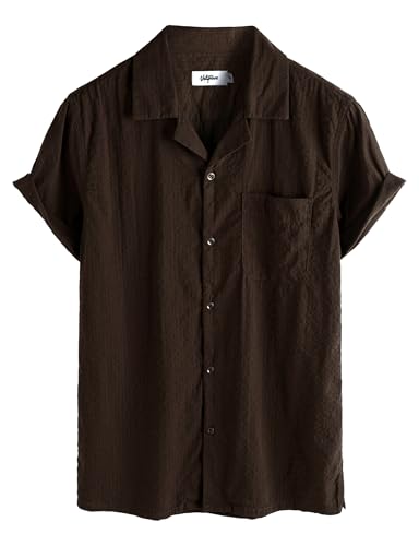 Image of VATPAVE Mens Striped Summer Shirt Casual Button Down Short Sleeve Beach Shirts Cotton Shirts for Men