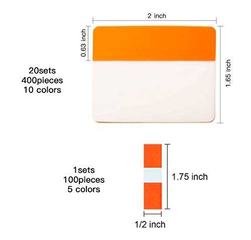 Image of 500 Pieces Tabs 2 Inch Sticky Index Tabs, Writable and Repositionable File Tabs Flags Colored Page Markers Labels for Reading Notes, Books and Classify Files, 21 Sets 10 Colors (Index Tabs)
